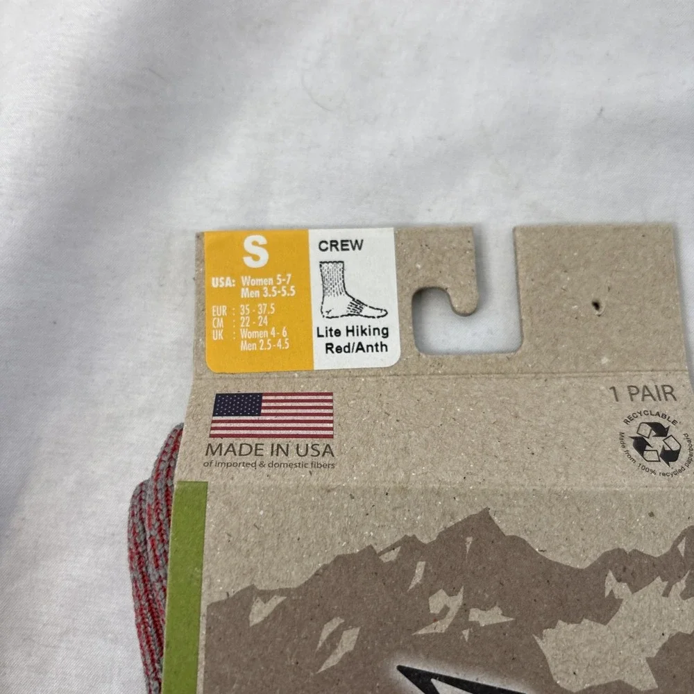 Drymax Lite Hiking Crew Socks Red/Anth Small Woman 5-7‎ Men 3.5-5.5 Trail